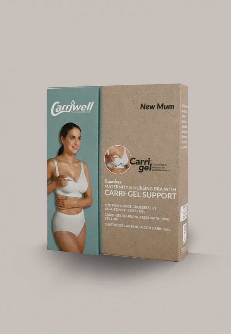 Carriwell, biustonosz bezszwowy do karmienia z fiszbiną żelową Carri-Gel, biały L