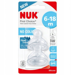 NUK, smoczek do butelki first choice, silikon 6-18m control flow