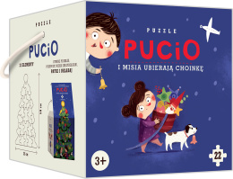 Pucio, puzzle Pucio i Misia ubierają choinkę 3+