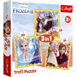 Trefl, Puzzle 3w1 Kraina Lodu 2, Moc Anny i Elsy 3+