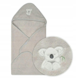 BabyMatex, kocyk z mikrofazy z kapturkiem, Koala szary