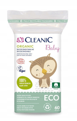 Cleanic Baby, płatki kosmetyczne eco organic, 60szt