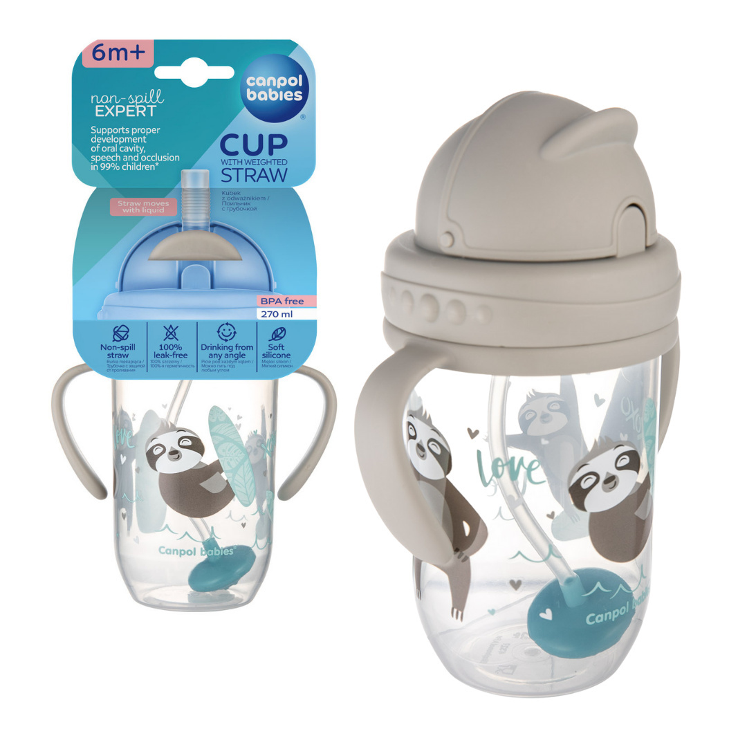 Canpol babies non-spill cup with weighted straw 270ml BONJOUR PARIS