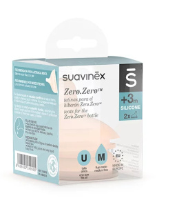 Suavinex, smoczek do butelki zero zero, przepływ średni 2szt