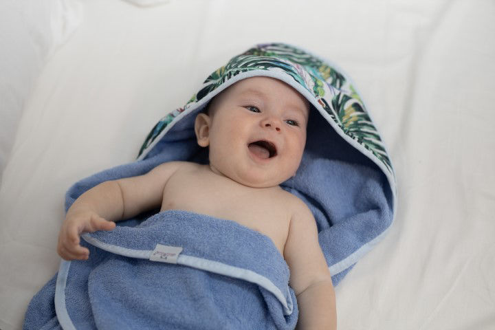 BabyMatex, okrycie kąpielowe bawełniane 100x100cm, niebieskie