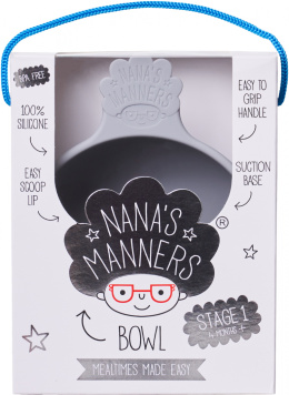 Nana's Manners, miseczka silikonowa z przyssawką, szara