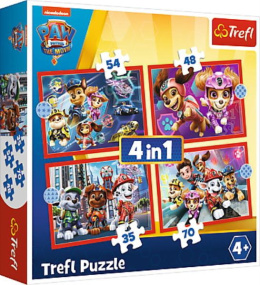 Trefl, puzzle 4w1 Psi Patrol w mieście 4+