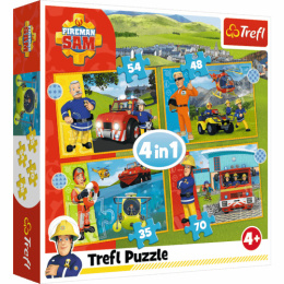 Trefl, puzzle 4w1 Odważny Strażak Sam 4+