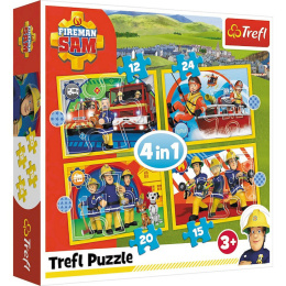 Trefl, puzzle 4w1 Pomocny Strażak Sam 3+