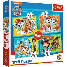 Trefl, puzzle 4w1 3+ Wesoła Ekipa Psiego Patrolu