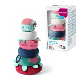 BabyOno, zabawka edukacyjna piramidka Dream Mill pink