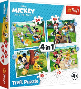 Trefl, puzzle 4w1 4+ Fajny dzień Mickiego