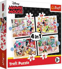 Trefl, puzzle 4w1 3+ Minnie z przyjaciółmi