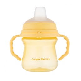 Canpol Babies, kubek z silikonowym ustnikiem FirstCup 150ml, żółty
