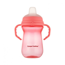 Canpol Babies, kubek z silikonowym ustnikiem FirstCup 250ml, różowy