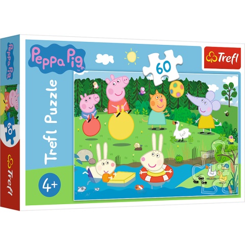 Trefl, puzzle 60el 4+ Wakacyjna zabawa Świnki Peppy