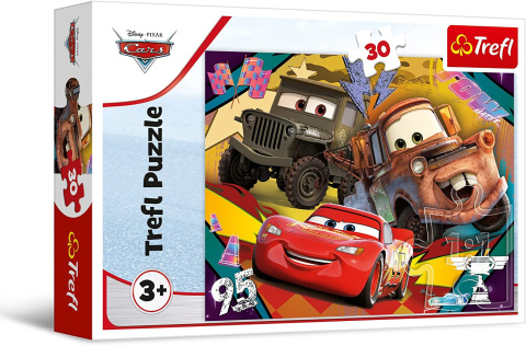 Trefl, Puzzle 30el 3+ Disney Cars rozpędzone samochody