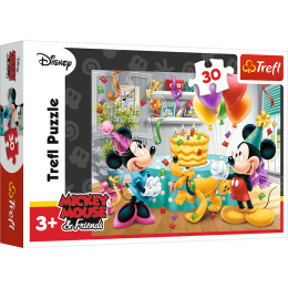 Trefl, puzzle 30el 3+ Mickey i tort urodzinowy