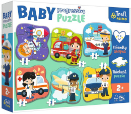 Trefl, puzzle Baby Progressive 2+ Zawody i pojazdy