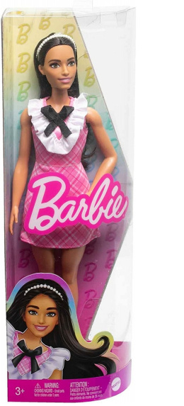 Mattel, lalka Barbie Fashion. Sukienka różowa krata