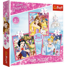 Trefl, puzzle 3w1 Zaczarowane księżniczki 3+