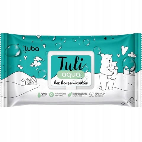 Luba Tuli, chusteczki nawilżane dla dzieci aqua 99% wody, 60sztuk