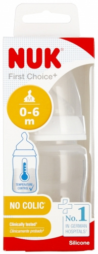 NUK, butelka ze wskaźnikiem temperatury 150ml, biała
