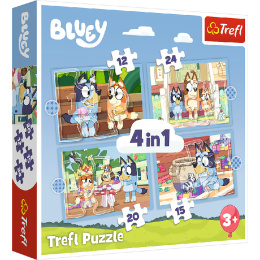 Trefl, Puzzle 4w1 3+ Bluey i jego świat