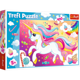 Trefl, puzzle 100el 5+ Piękny jednorożec
