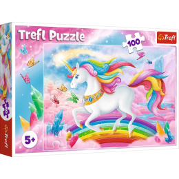 Trefl, puzzle 100el 5+ W kryształowym świecie jednorożców