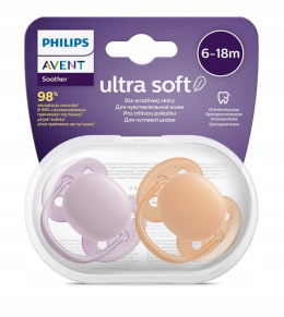 Philips Avent, smoczek uspokajający ultra soft, 6-18m szary