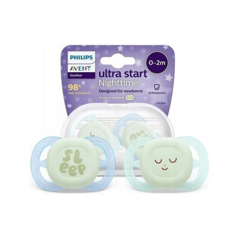 Philips Avent, smoczek uspokajający, ultra star night, 0-2m 2szt.